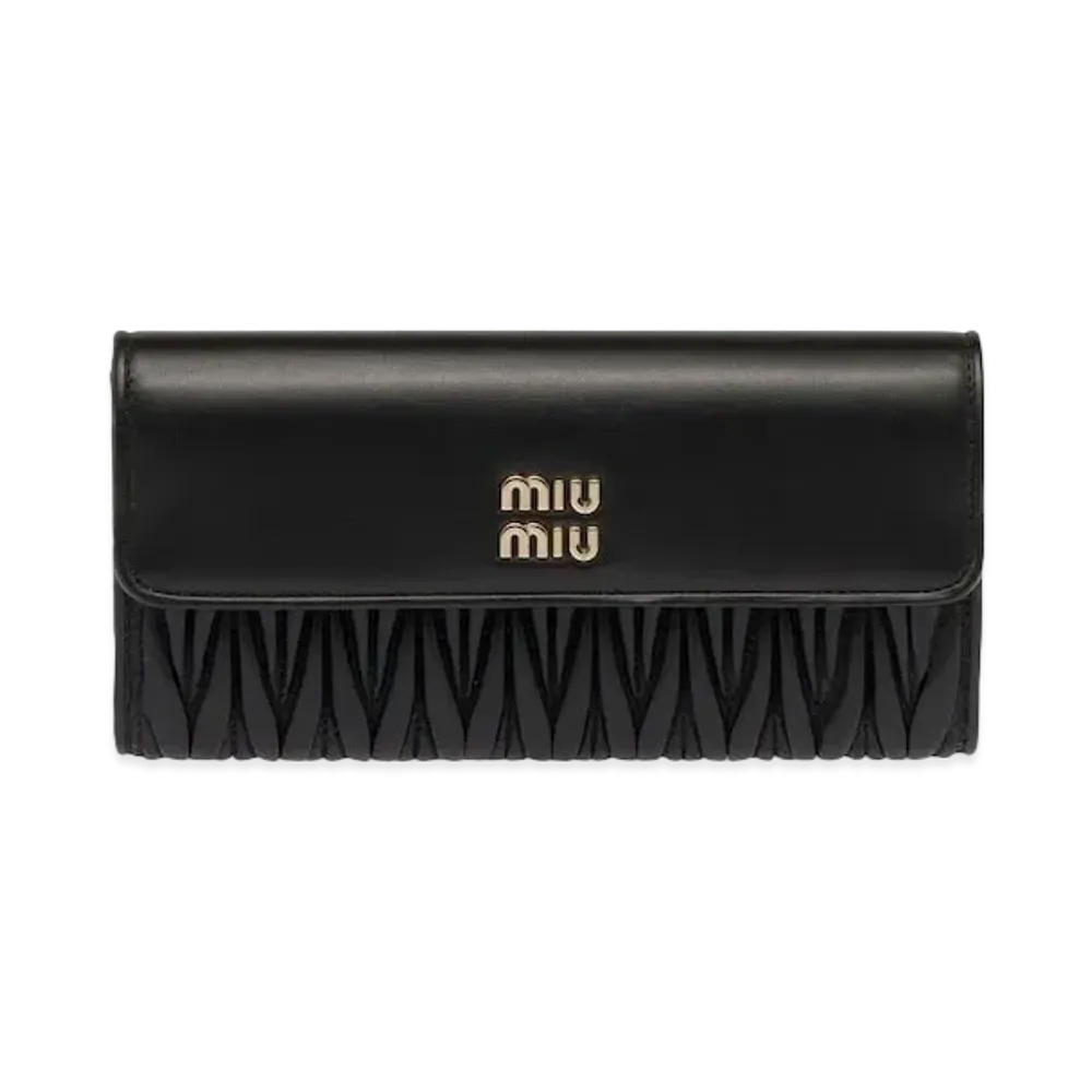 MIU MIU Large Matelasse Nappa Leather Wallet "Black"
