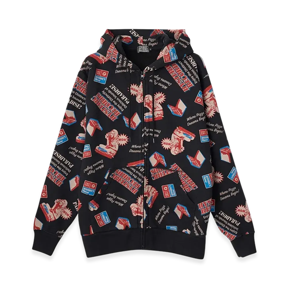 HYSTERIC GLAMOUR Hysteric Records Pattern Hoodie "Black"
