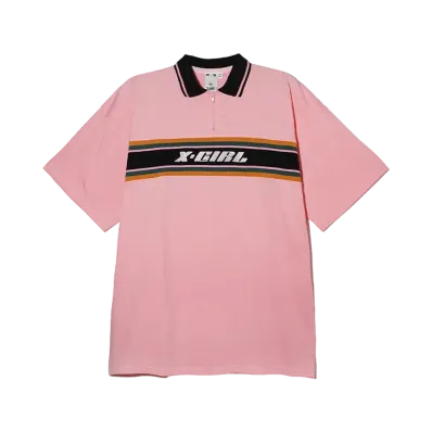 X-Girl Stripe And Logo Logo Oversized Polo Dress "Ltpink"