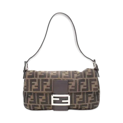 FENDI Zucca Mama Baguette Canvas Semi Shoulder Bag "Brown"