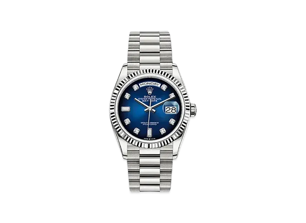 ROLEX Day-Date 36 Blue Dial 10P Diamonds 128239A
