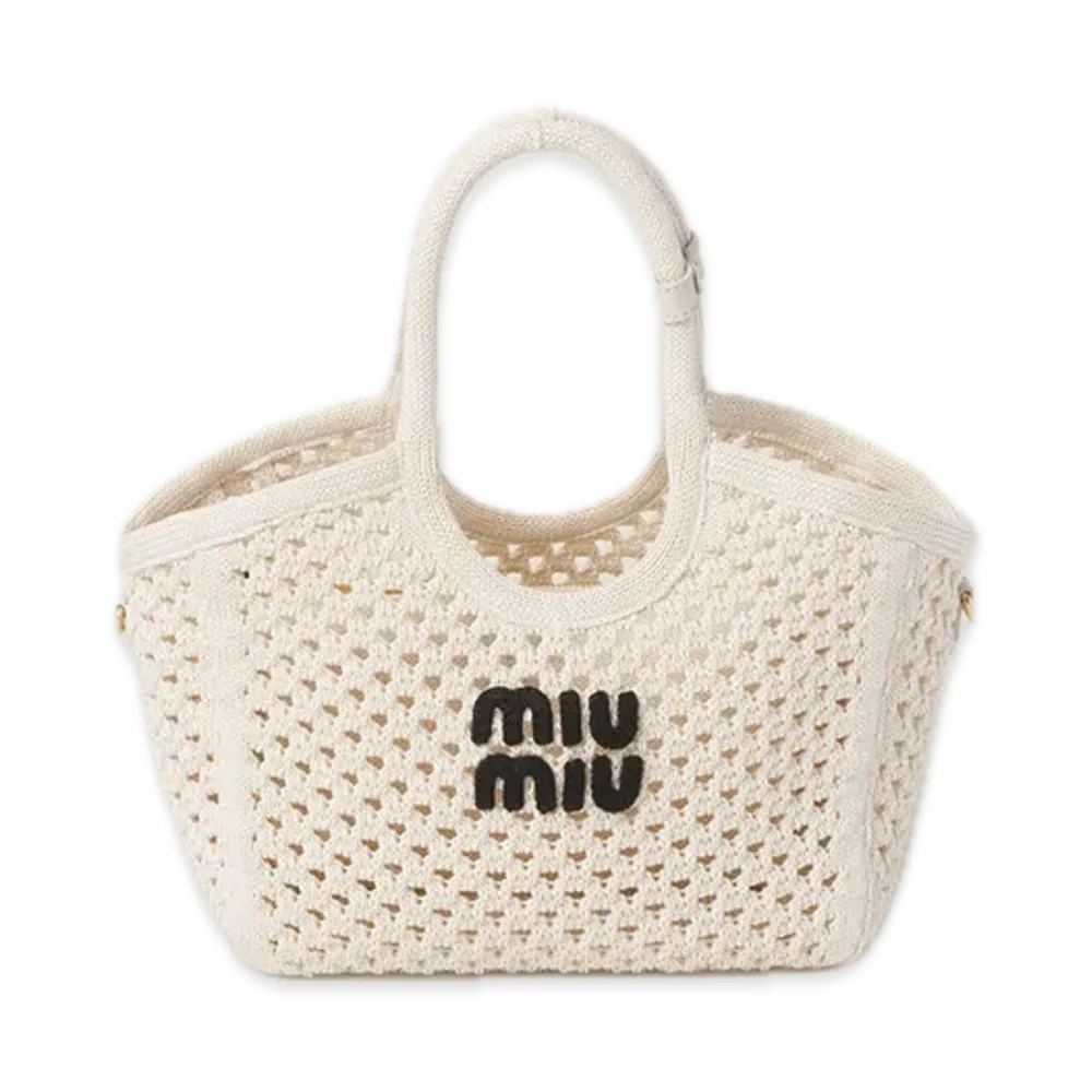 MIU MIU Ivy Cotton Mesh Bag "White"