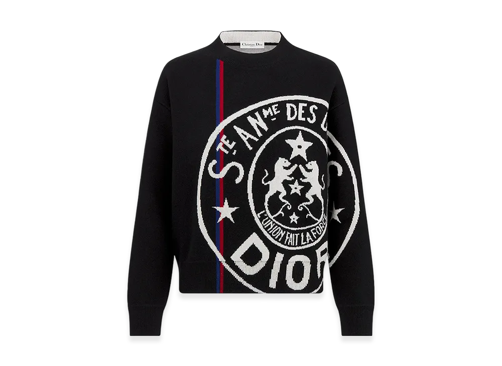 Dior Women's Alps Sweater Technical Cashmere Knit L'union Fait La Force Motif "Black"