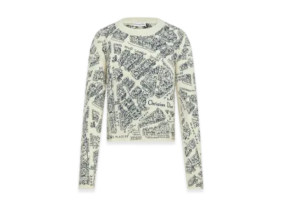 Dior Women's Sweater Cashmere Plan Paris Motif "White/Black"
