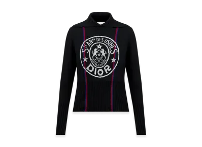 Dior Women's Dioralps Stand-Collar Sweater Technical Cashmere Knit L'union Fait La Force Motif "Black"