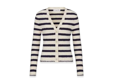 Dior Women's Mariniere Twin Cotton Knit Set "Ecru/Navy Blue"