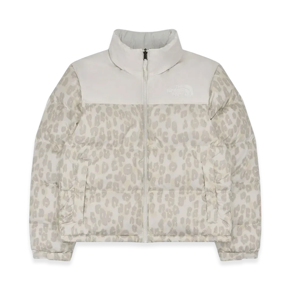 The North Face Women'sPrint Nuptse Short Jacket "Silver Grey Leopard Print/Gardenia White"