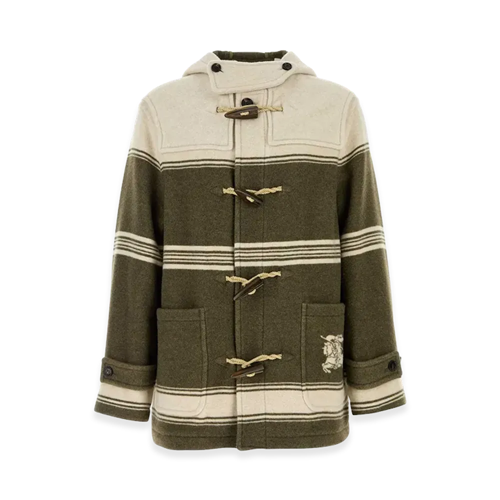 Burberry Embroidered Wool Blend Harrogate Montgomery "Stripped"