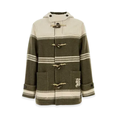 Burberry Embroidered Wool Blend Harrogate Montgomery "Stripped"