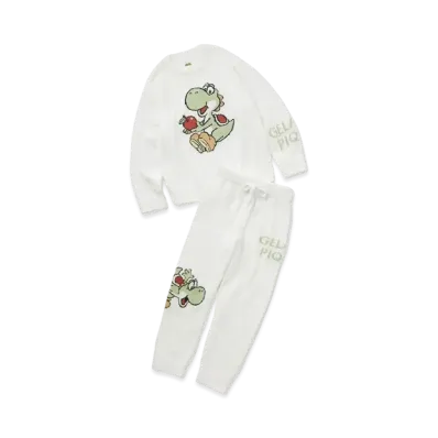 GELATO PIQUE x SUPER MARIO Ladies Baby Moco Jacquard Pullover & Long Pants Set "Off White"