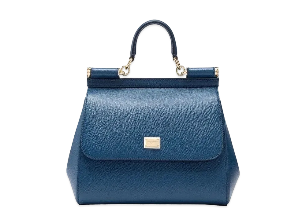 Dolce&Gabbana Sicily Bag Dauphine Leather Medium Size "Blue"