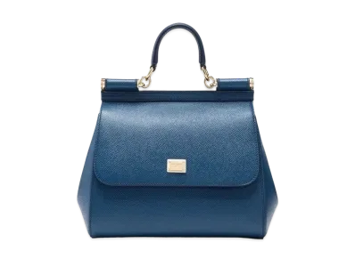 Dolce&Gabbana Sicily Bag Dauphine Leather Medium Size "Blue"