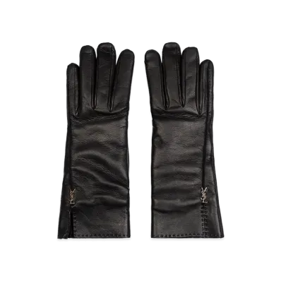 Saint Laurent Women's Leather Gloves "Black"