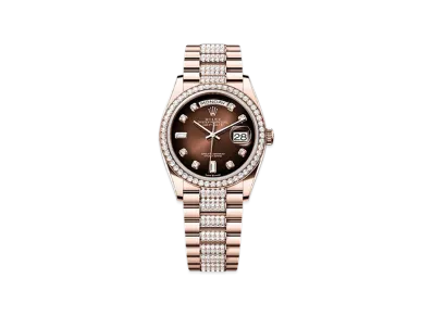 ROLEX Day-Date 36mm Everose Gold Diamond 128345RBR "Brown Ombre"