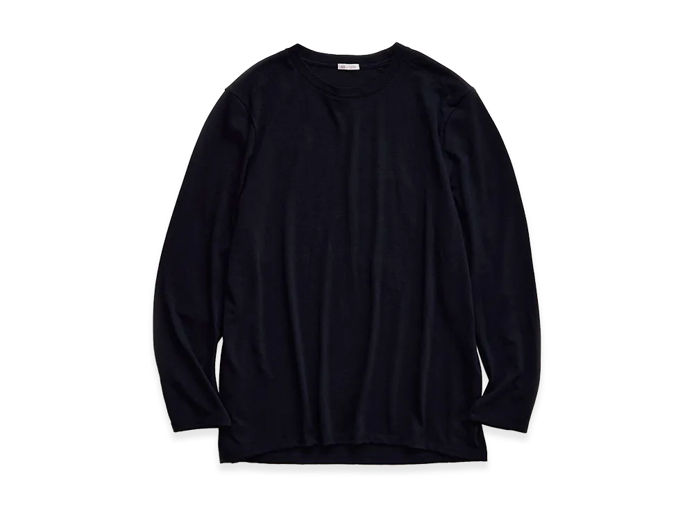 NICENESS W.Crowe Jacket Sleeve Super 100's Wool Jersey T-Shirt "Navy"