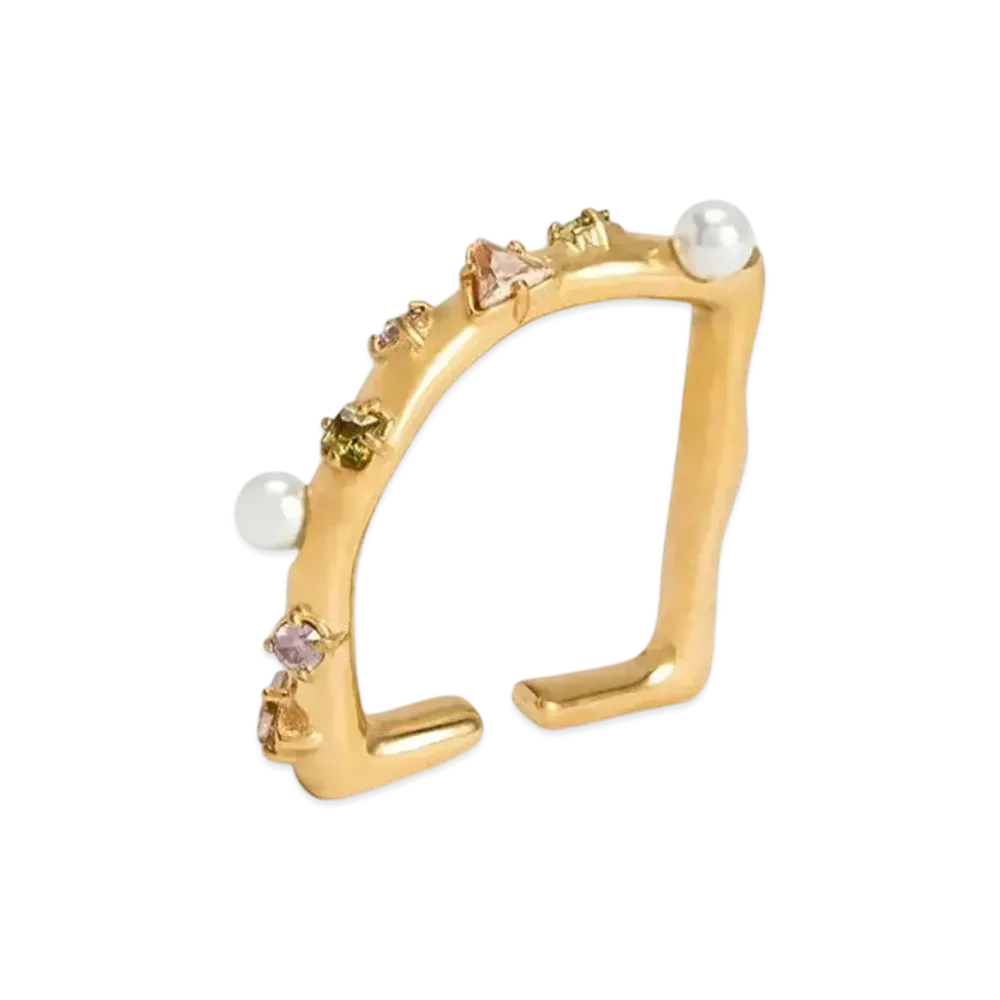 CHARLES & KEITH Beaded & Crystal Embellished Ring "Nude"