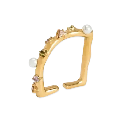 CHARLES & KEITH Beaded & Crystal Embellished Ring "Nude"