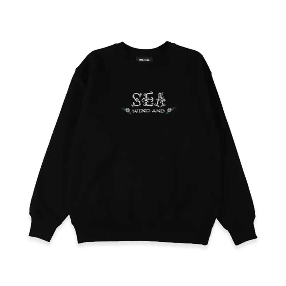 WIND AND SEA Hand Stitch Logo Crewneck Sweatshirt "Black"