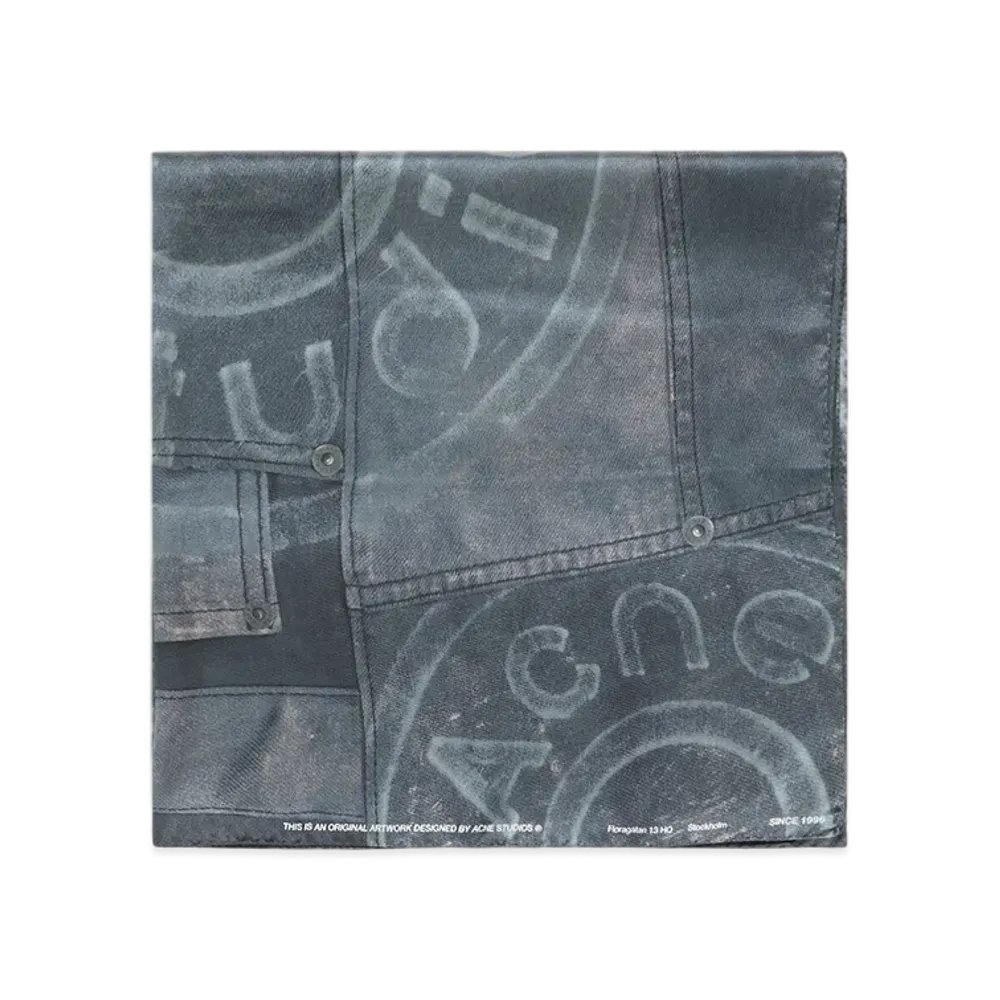Acne Studios Printed Silk Scarf "Dark Blue"