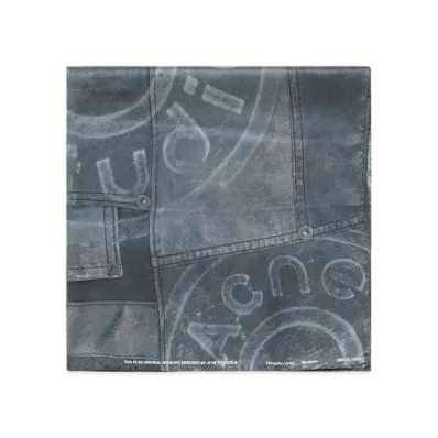 Acne Studios Printed Silk Scarf "Dark Blue"