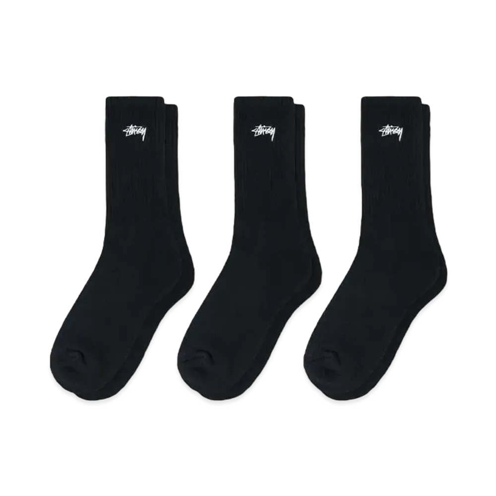 Stussy Stock Crew Sock- 3Pack "Black" (FA24)