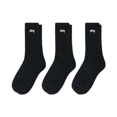Stussy Stock Crew Sock- 3Pack "Black" (FA24)