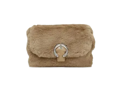 Jimmy Choo Soft Madeline Faux Fur Mini Bag With Crystal Buckle "Teddy"