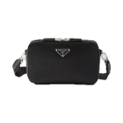 PRADA Brique Saffiano Leather Bag "Black"