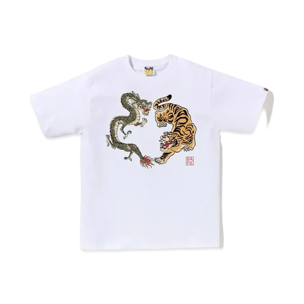 A BATHING APE Japan Culture Tiger And Dragon Tee "White"