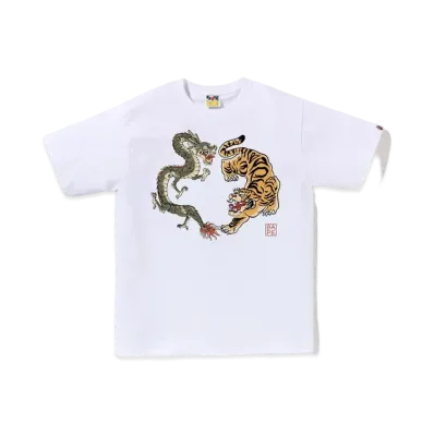 A BATHING APE Japan Culture Tiger And Dragon Tee "White"