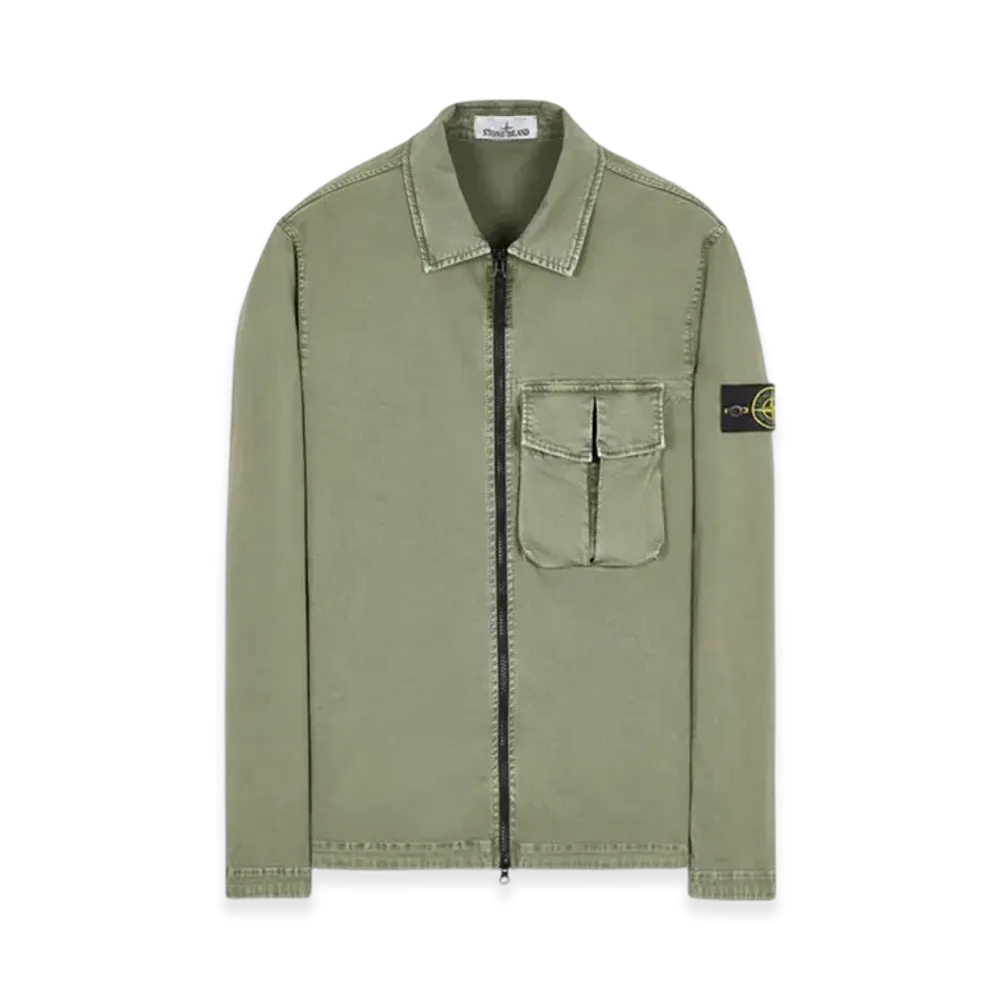 Stone Island 10304 Garment Dyed Stretch Cotton Overshirt - 23SS "Sage Green"