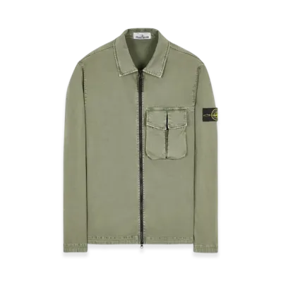 Stone Island 10304 Garment Dyed Stretch Cotton Overshirt - 23SS "Sage Green"