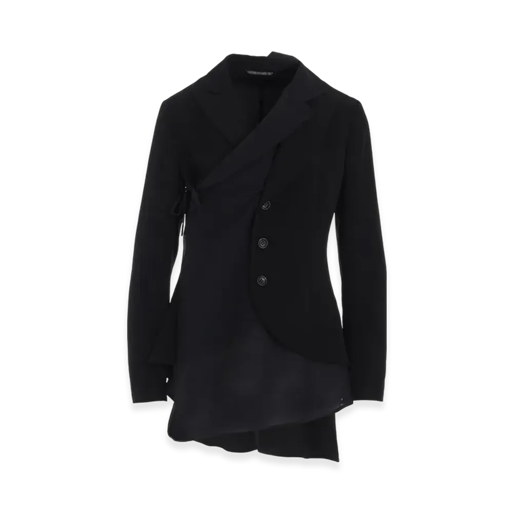 Yohji Yamamoto Ta/Pe Crepe De Chine 2 Layered Wrap Jacket "Black"