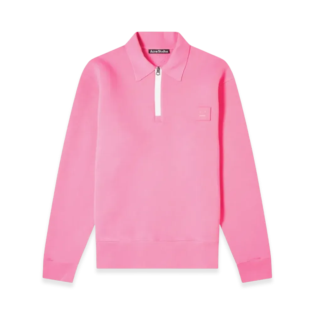 Acne Studios Ferd Face Half Zip Sweatshirt "BUBBLEGUM PINK"
