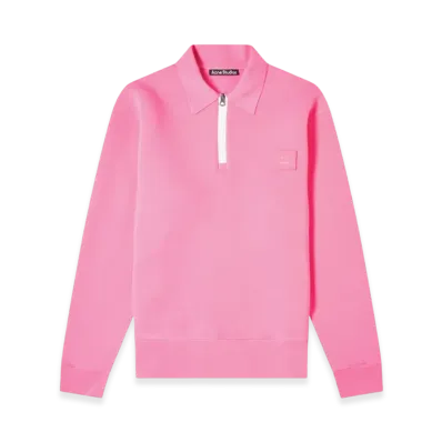 Acne Studios Ferd Face Half Zip Sweatshirt "BUBBLEGUM PINK"