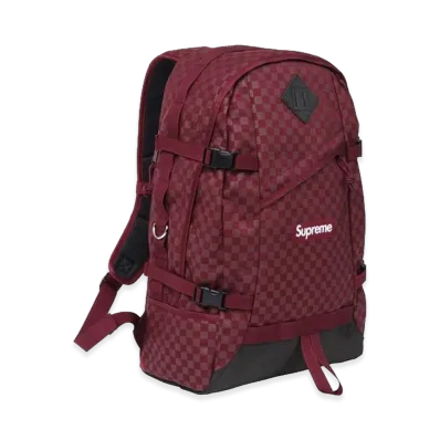 Supreme Printed Check Backpack "Burgundy"