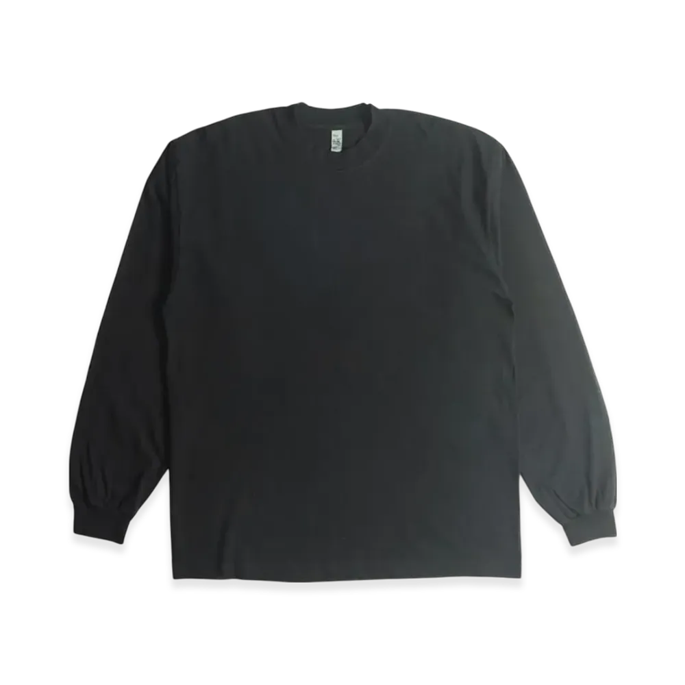 Los Angeles Apparel 6.5OZ Garment Dyed Crew Neck Long Sleeve T-Shirt "Black"