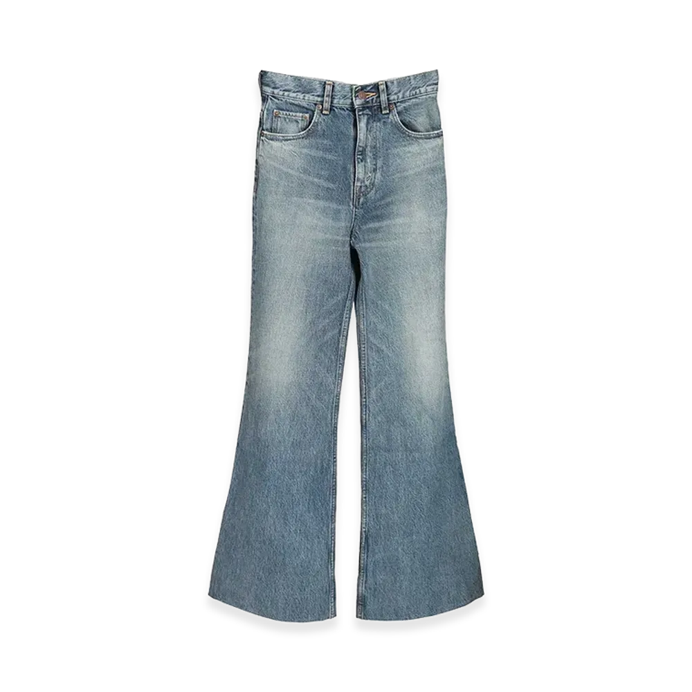 CELINE Women's Flare Jeans 001 Rigid Cotton Denim "Light Blue"