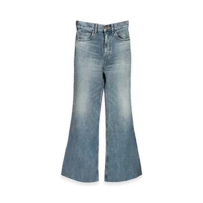 CELINE Women's Flare Jeans 001 Rigid Cotton Denim "Light Blue"