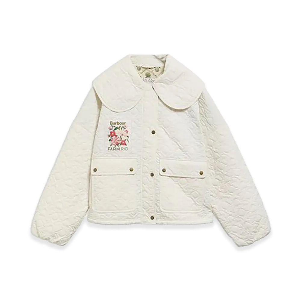 Barbour x FARM Rio Women's Bromelia Scalloped Hem Dress "White"
