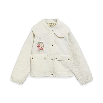 Barbour x FARM Rio Women's Bromelia Scalloped Hem Dress "White"