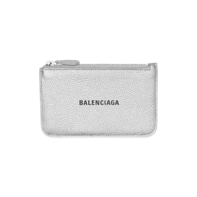 BALENCIAGA Cash Large Long Coin & Card Holder Metallic "Silver"