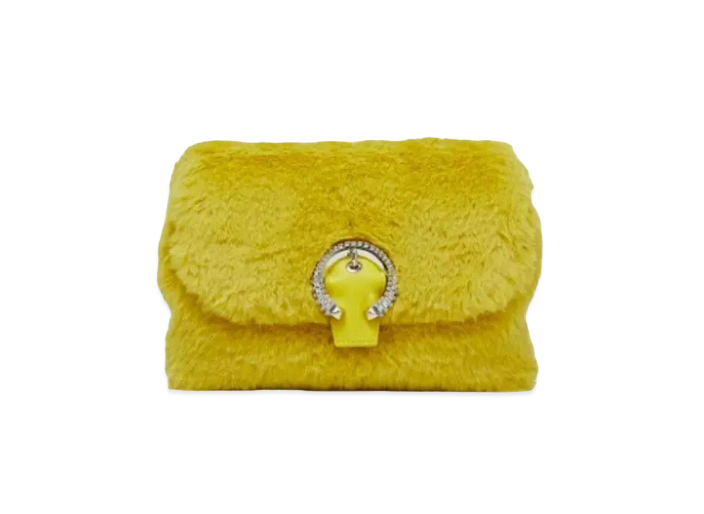 Jimmy Choo Soft Madeline Faux Fur Mini Bag With Crystal Buckle "Yellow"