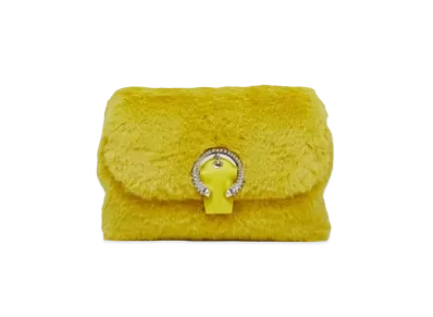 Jimmy Choo Soft Madeline Faux Fur Mini Bag With Crystal Buckle "Yellow"