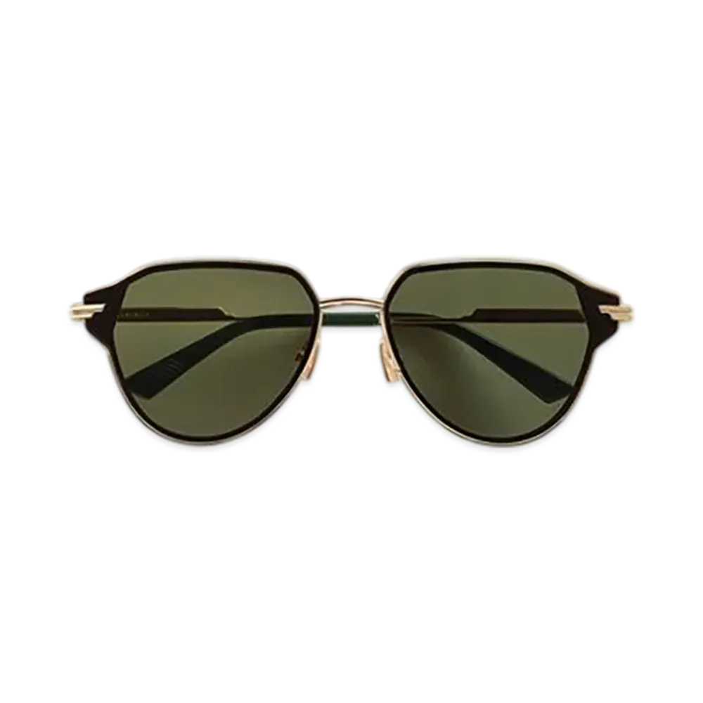 Bottega Veneta Glaze Metal Aviator Sunglasses "Gold/Green"