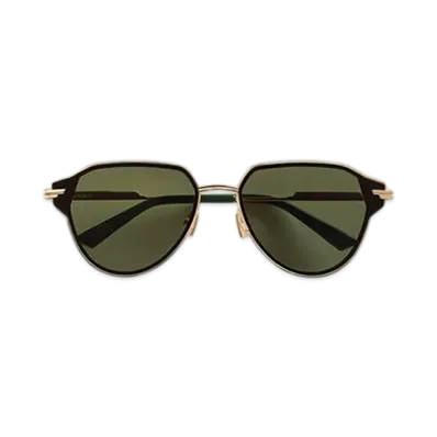 Bottega Veneta Glaze Metal Aviator Sunglasses "Gold/Green"