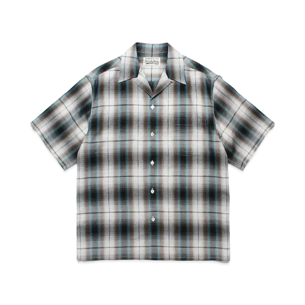 WACKO MARIA Check Open Collar Shirt "White"
