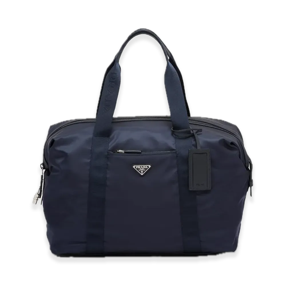 PRADA Re-Nylon x Saffiano Leather Duffle Bag "Navy"