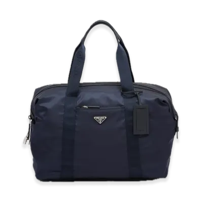 PRADA Re-Nylon x Saffiano Leather Duffle Bag "Navy"