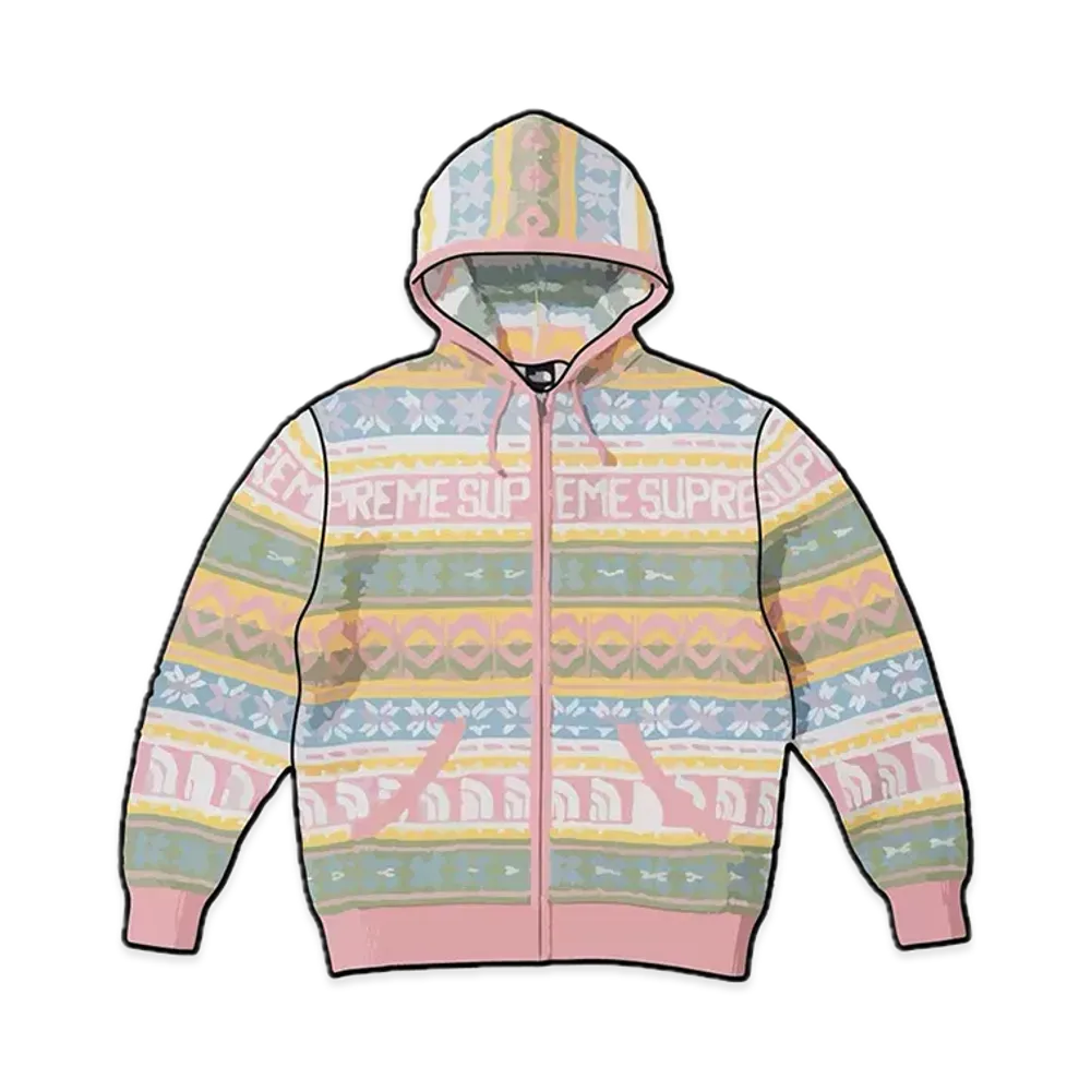 Supreme x The North Face Zip Up Hooded Sweater "Pink"